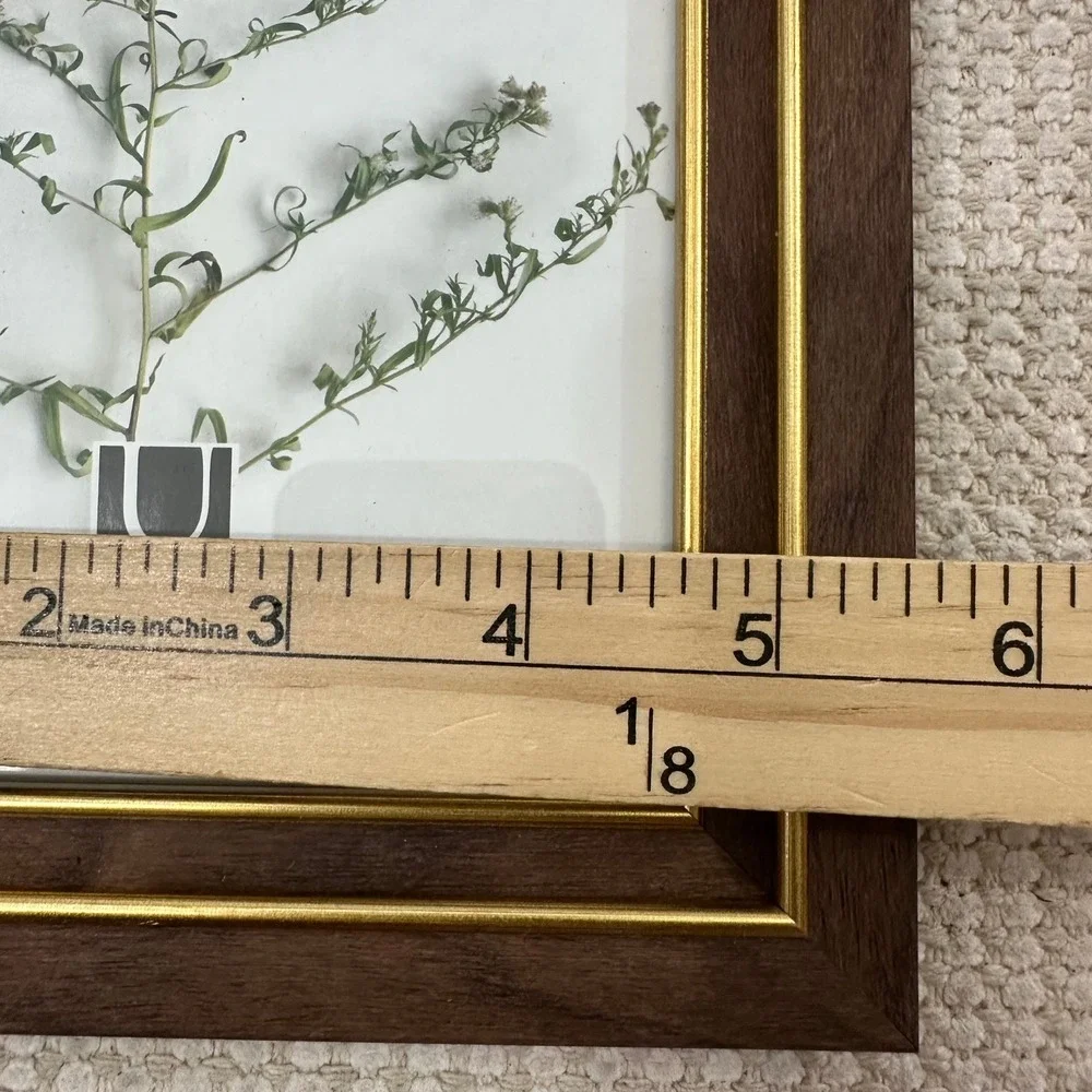 Umbra Wood Picture Frames Set of 3 Walnut Gold Trim 5x7 4x6 Tabletop Decor
